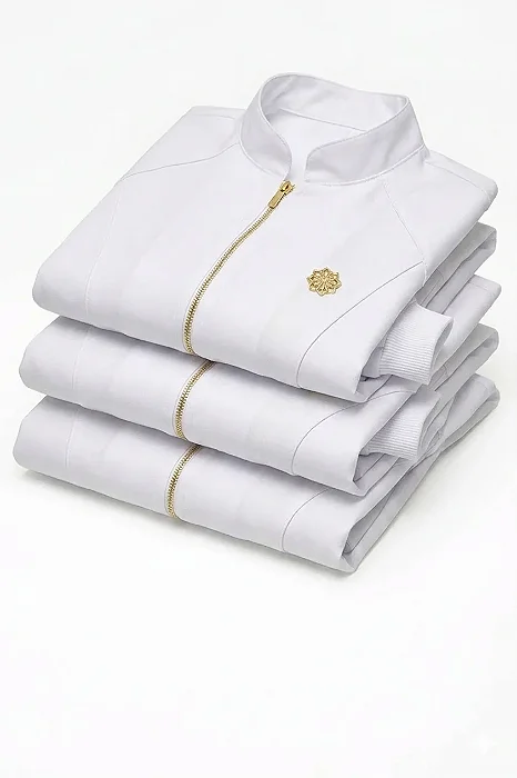 Kit Jaleco Feminino Gola Padre Manga Raglan Branco