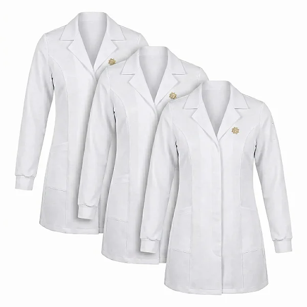 Kit Jaleco Gola Blazer Feminino Branco Acinturado