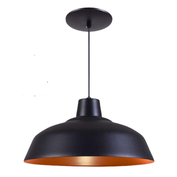 Luminaria Pendente Retro 26cm Preto/Cobre Luxo