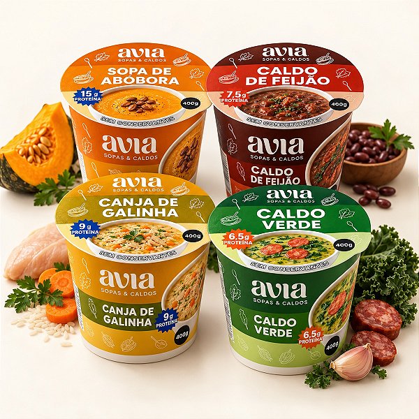 Kit Sopas & Caldos Avia – 4 unidades 400g