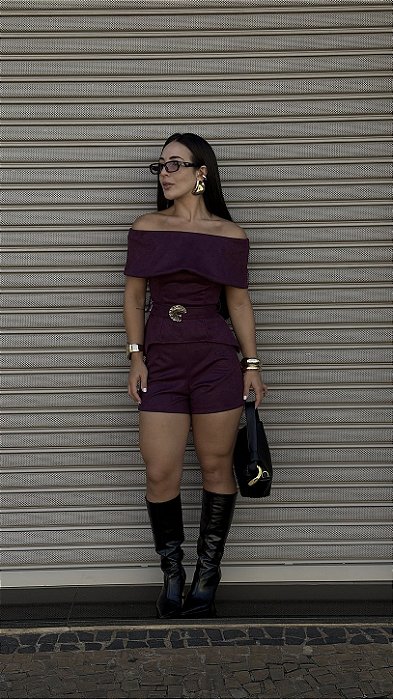 Conjuntinho Roxo Ombro a Ombro