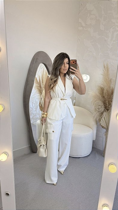 Conjunto Cargo Feminino Emilly Branco