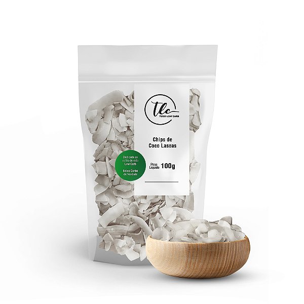 Chips de Coco Natural (Lascas Sem Borda Sem Açúcar) 100g TLC Tudo Low Carb