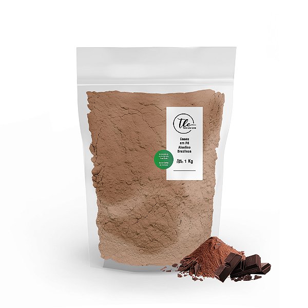 Cacau em Pó Alcalino (100% cacau, sem açúcar) TLC Tudo Low Carb 1 kg