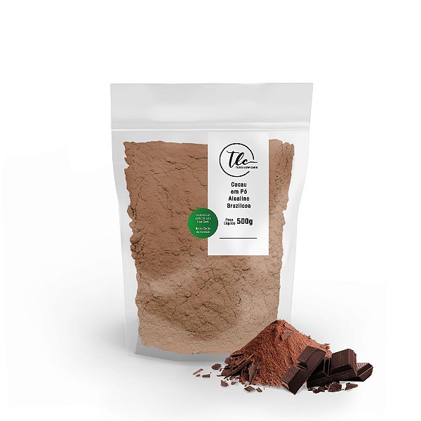 Cacau em Pó Alcalino (100% cacau, sem açúcar) TLC Tudo Low Carb 500g