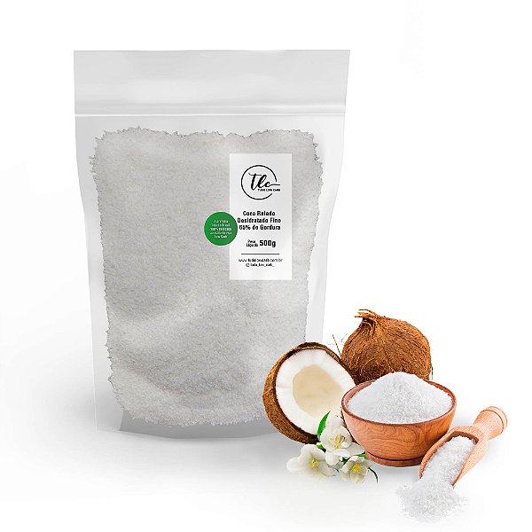 Coco Ralado Médio Desidratado (sem açúcar) 500g TLC Tudo Low Carb