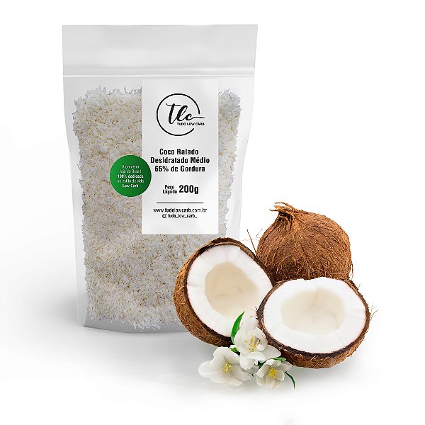 Coco Ralado Médio Desidratado (sem açúcar) 200g TLC Tudo Low Carb