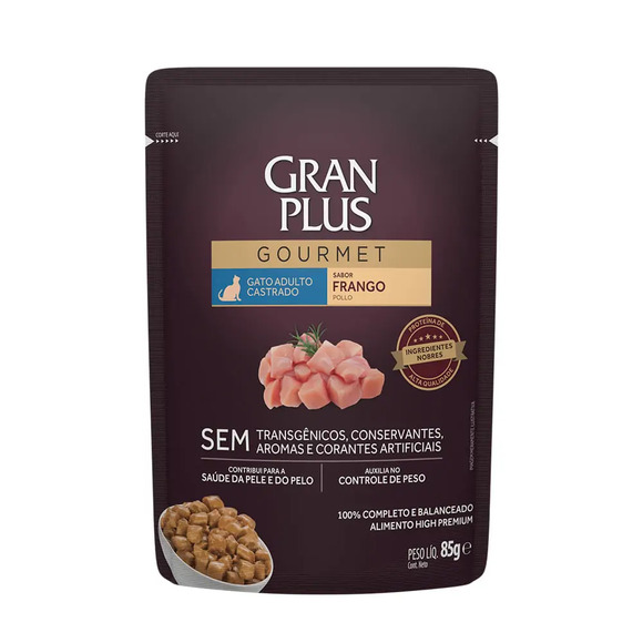 Sache Granplus Gourmet Gatos Adulto Castrados Frango 85g