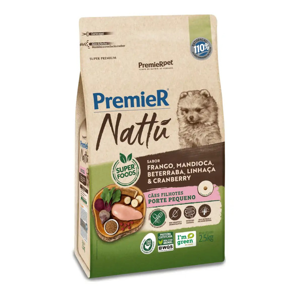 Premier Nattu Caes Filhote RaÇas Pequenas Frango E Mandioca 2,5kg