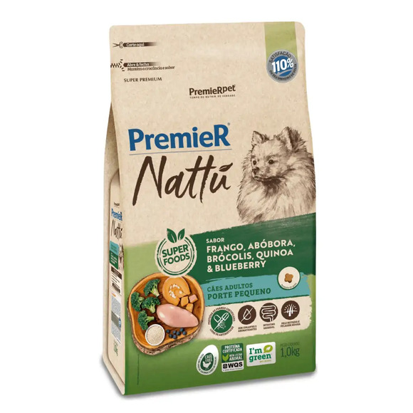 Premier Nattu Caes Adulto RaÇas Pequenas Frango E Abobora 1kg