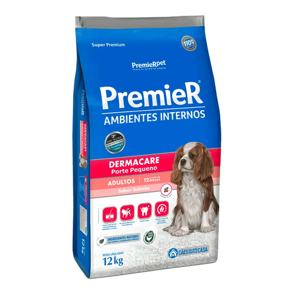 Premier Ambientes Internos Dermacare Adulto SalmÃo 12kg