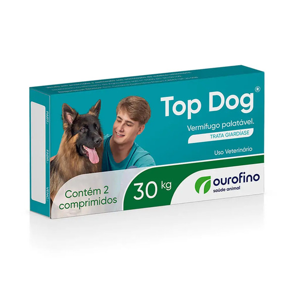Vermifugo Top Dog Para Caes 30kg 2 Comprimidos