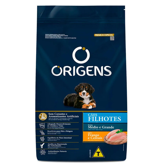 Origens Caes Filhote Porte Medio E Grande Frango E Cereais 15kg