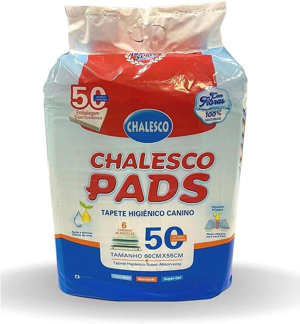 Tapete Higienico Chalesco Pads 60x55cm 50 Und