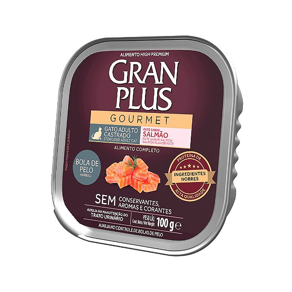 Pate Granplus Gourmet Gatos Adulto Castrado Salmao 100g