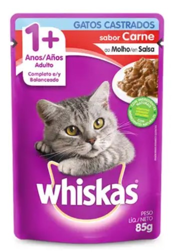 Whiskas Sache Gato Ad Castrado Carne 85g