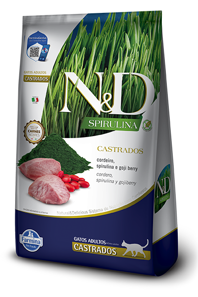Nd Spirulina Gatos Adulto Castrado Cordeiro 1,5kg