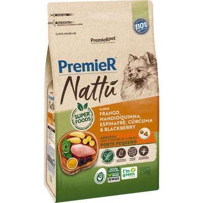 Premier Nattu Caes Adulto RaÇas Pequenas Frango E Mandioquinha 2,5kg