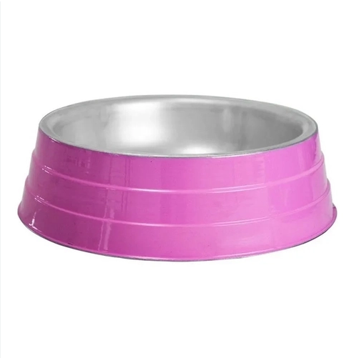 Comedouro Aluminio Pesado Grande Rosa 1,75l