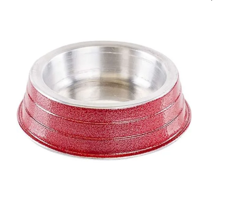 Comedouro Aluminio Pesado Medio Vermelho 1,2l
