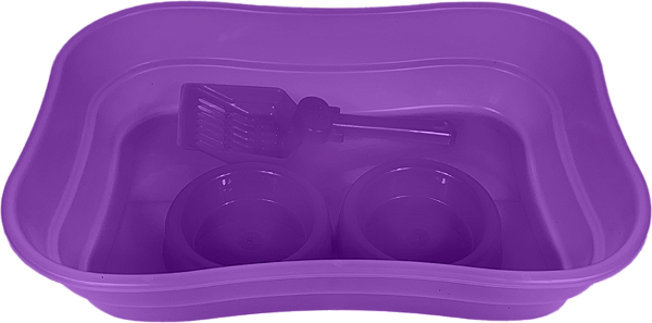 Bandeja Higienica Para Gatos Violeta Neon Kit Pa E Comedouro