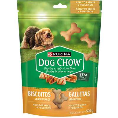 Biscoitos Dog Chow Mini &amp; Pequeno Frango 500g
