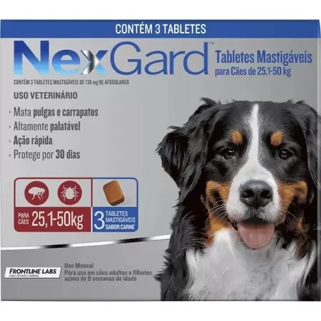 Antipulgas E Carrapatos Nexgard Gg - 25 A 50 Kg 3 Comp.