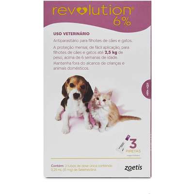 Antipulgas E Carrapatos Zoetis Revolution 6% 0,25ml Para CÃes E Gatos Filhotes 3 Ampolas