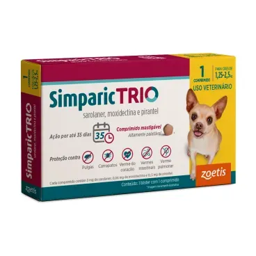 Antipulgas E Carrapatos Zoetis Simparic Trio 1,25-2,5kg 3mg 1 Comp.