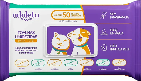 Toalhas Umidecidas Adoleta Com 50 Unidades