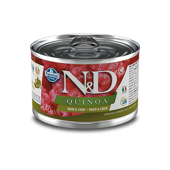 Ração Úmida N&D Quinoa Cães Skin e Coat Pato 140 g