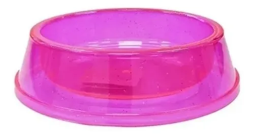 Comedouro Médio Simples 1000ml Rosa com Glitter