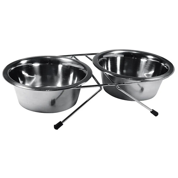 Comedouro Inox Duplo Suporte Baixo Jambo Nº 3