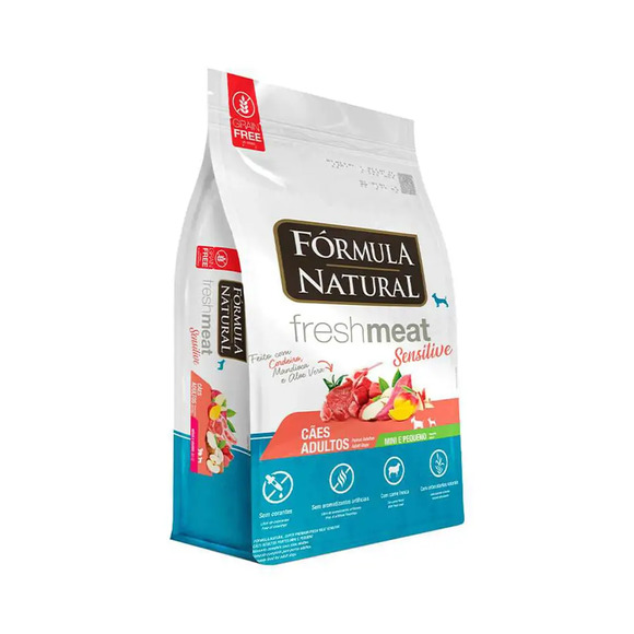 Ração Fórmula Natural Fresh Meat Sensitive Cães Adultos Portes Mini e Pequeno 7 kg pac. Indiv. de 500g