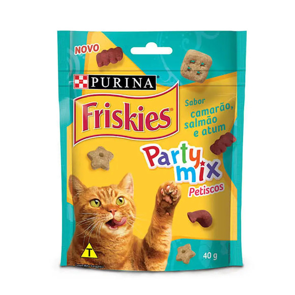 Petisco Friskies Party Mix Gatos Camarão, Salmão e Atum 40g