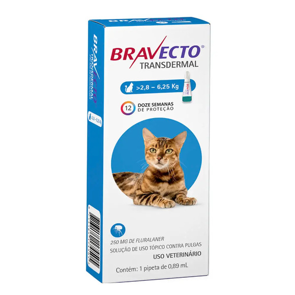 Antipulgas Bravecto Transdermal Gatos 2,8 a 6,25kg 250 mg