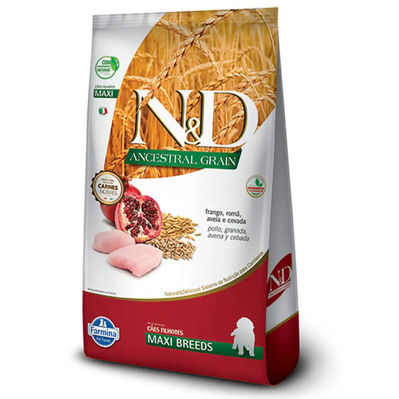 Ração N&D Ancestral Grain Cães Puppy Maxi Frango 10,1 kg