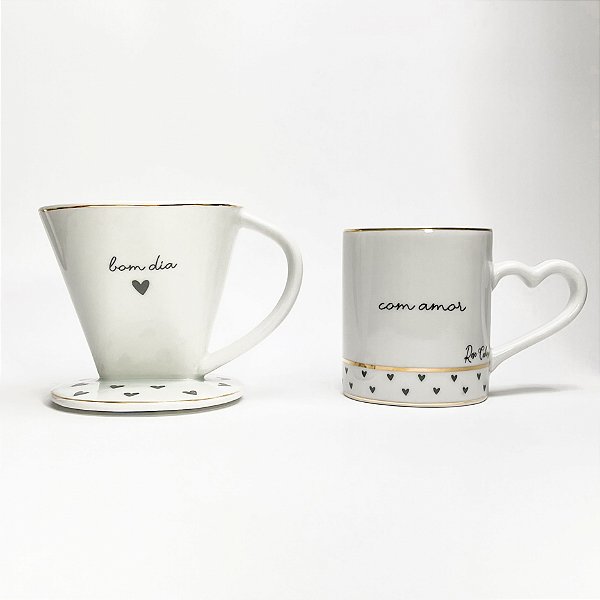 Conjunto Coador e Caneca “Coleção Com Amor”