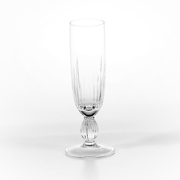 Caixa com 06 taças de cristal lapidado de champagne