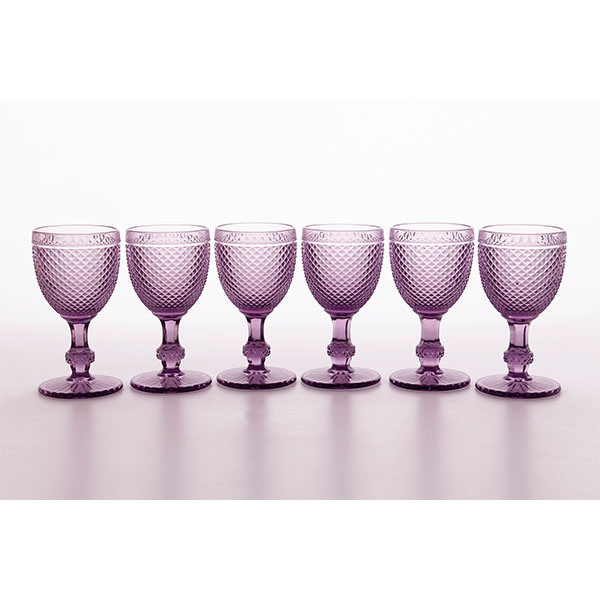 Jogo 06 taças para água Bico de jaca – violeta – 234 ml
