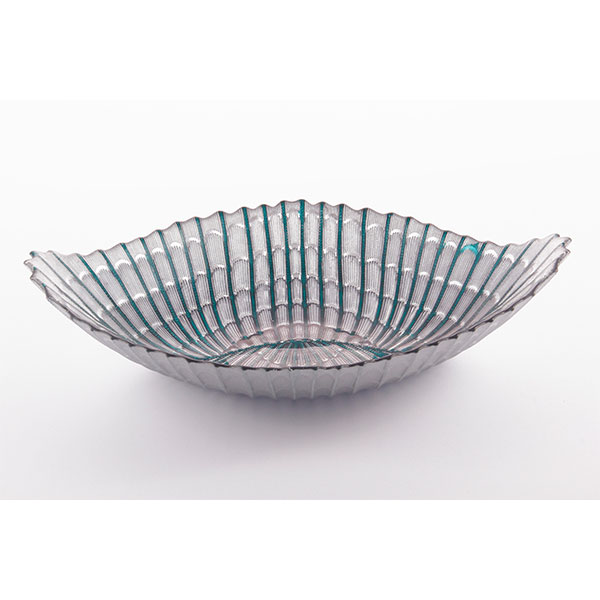 Saladeira Dekor Spiga oval cinza com azul