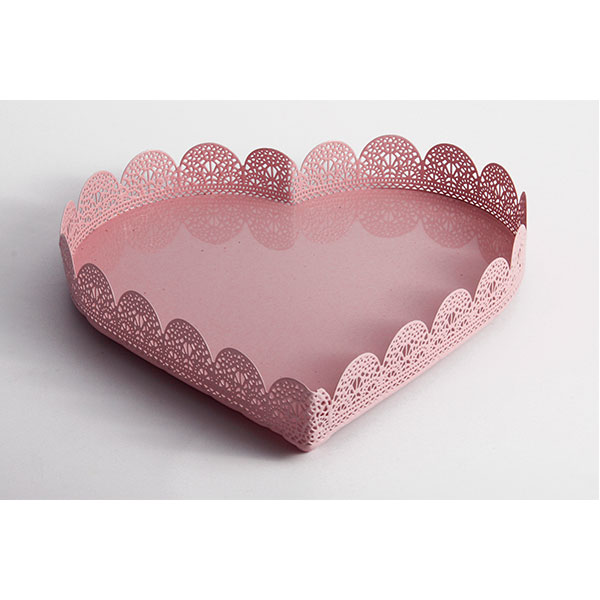Bandeja de ferro coração Fancy Laces grande rosa