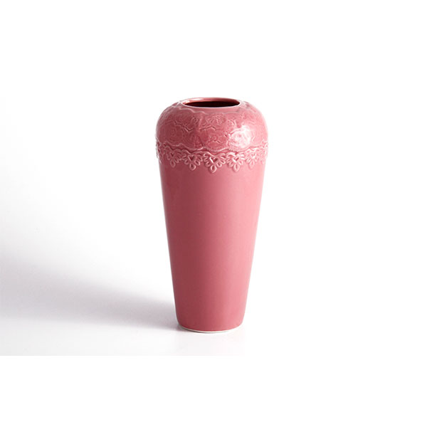 Vaso cerâmica texture Lace Bouquet pink