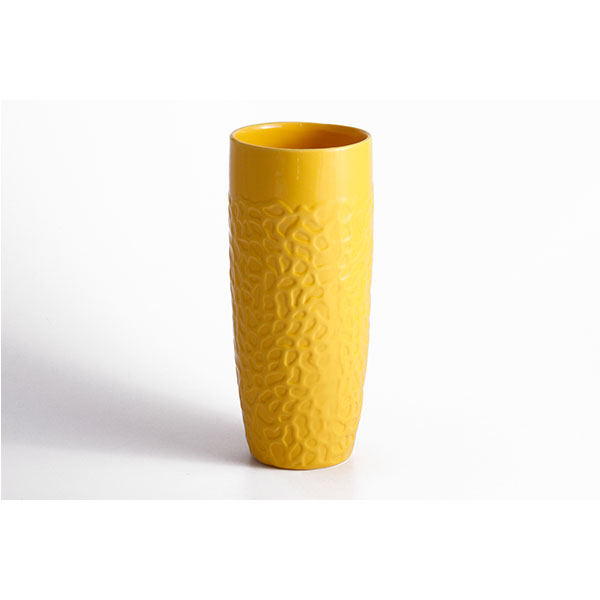 Vaso cerâmica Texture Coral Finish Long amarelo