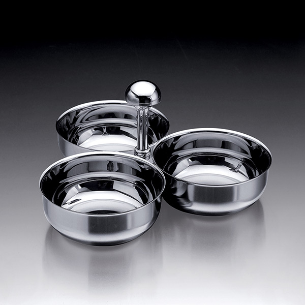 Petisqueira tripla Elegance inox 10 cm
