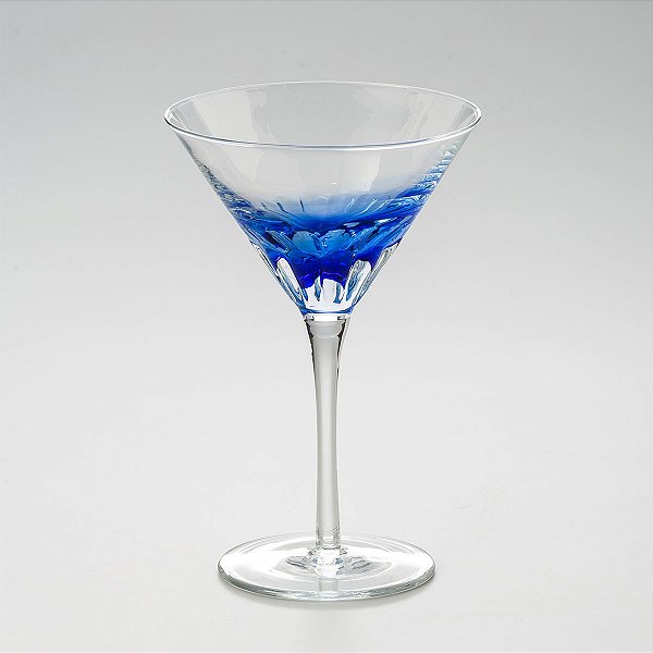 JOGO 04 TAÇAS CRAQUELADAS DE VIDRO PARA MARTINI AZUL 210ML
