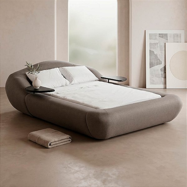 Cama Haru Queen em Madeira com Carregador por Indução - Design Rock Santos