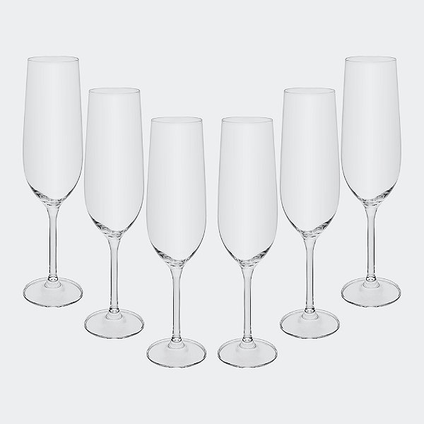 Jogo 6 Taças de Champagne Crex 270ml em Cristal Ecológico