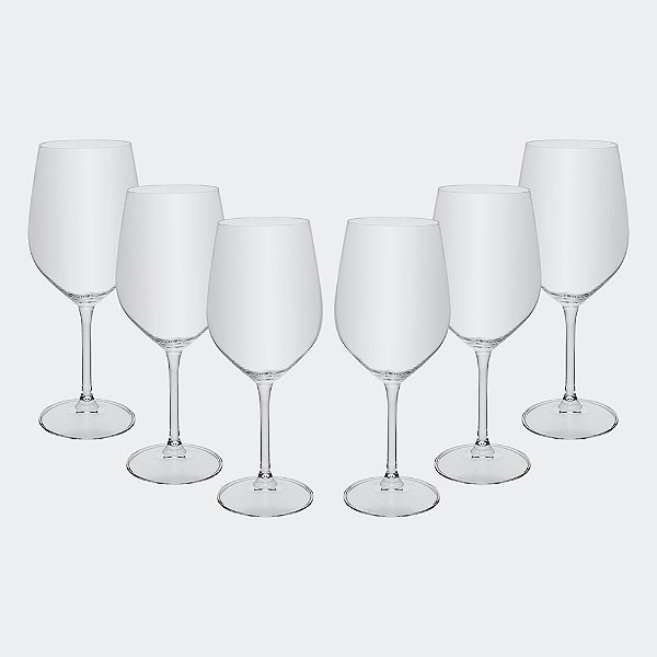 Jogo 6 Taças de Vinho Crex 480ml em Cristal Ecológico