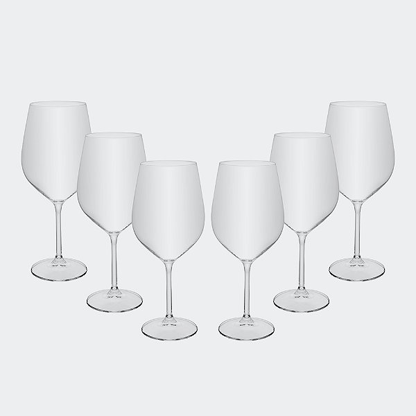 Jogo 6 Taças de Vinho Crex 600ml em Cristal Ecológico Bohemia